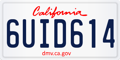 CA license plate 6UID614