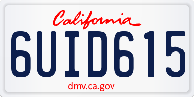 CA license plate 6UID615