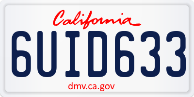 CA license plate 6UID633