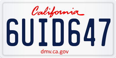 CA license plate 6UID647