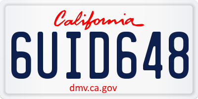 CA license plate 6UID648