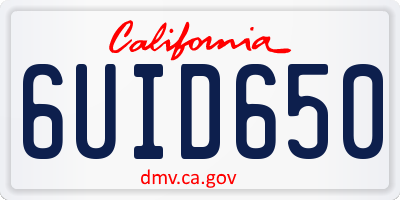 CA license plate 6UID650