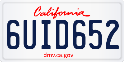 CA license plate 6UID652