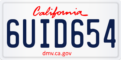 CA license plate 6UID654