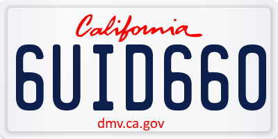 CA license plate 6UID660
