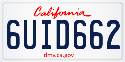 CA license plate 6UID662
