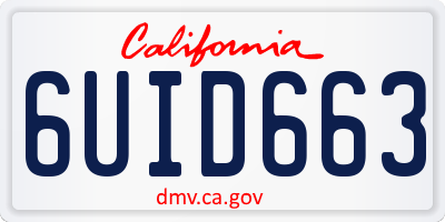 CA license plate 6UID663