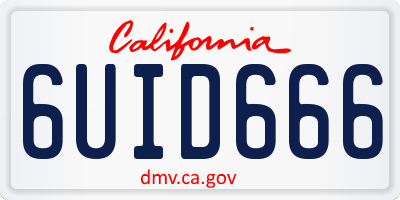 CA license plate 6UID666