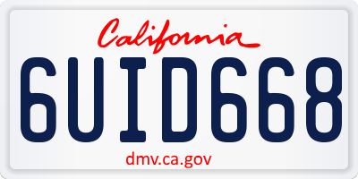 CA license plate 6UID668