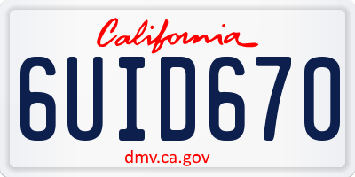 CA license plate 6UID670
