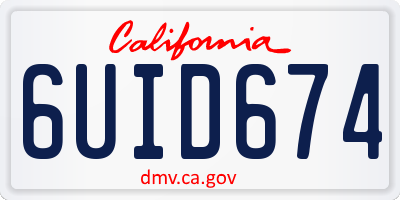 CA license plate 6UID674