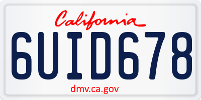 CA license plate 6UID678