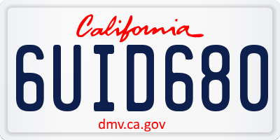 CA license plate 6UID680