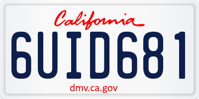 CA license plate 6UID681