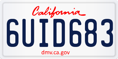 CA license plate 6UID683