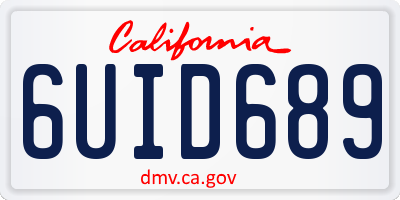 CA license plate 6UID689