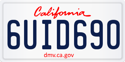 CA license plate 6UID690