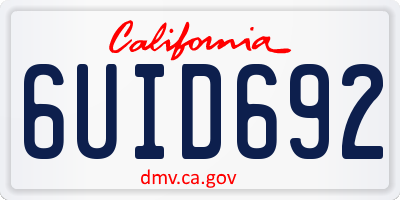 CA license plate 6UID692