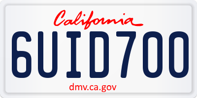 CA license plate 6UID700