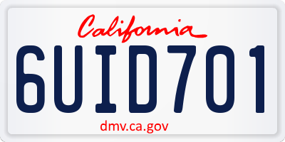 CA license plate 6UID701