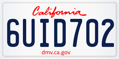 CA license plate 6UID702