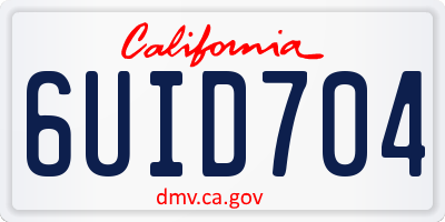CA license plate 6UID704