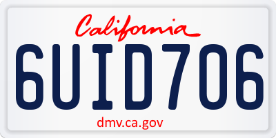 CA license plate 6UID706