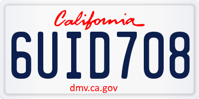CA license plate 6UID708