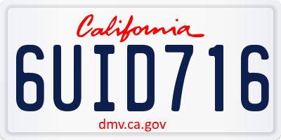 CA license plate 6UID716