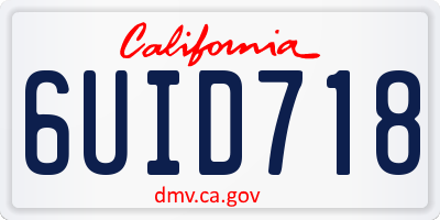CA license plate 6UID718