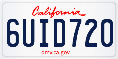CA license plate 6UID720