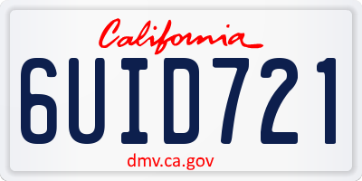 CA license plate 6UID721