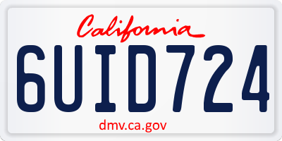 CA license plate 6UID724