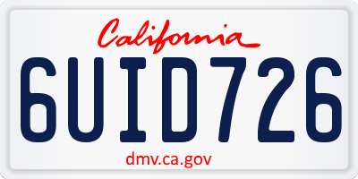 CA license plate 6UID726