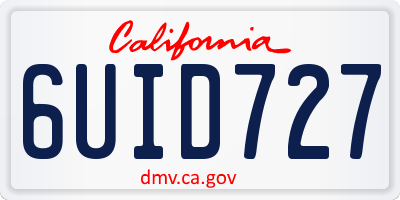 CA license plate 6UID727