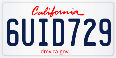 CA license plate 6UID729