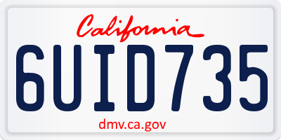 CA license plate 6UID735
