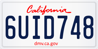 CA license plate 6UID748