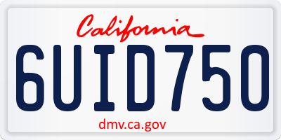 CA license plate 6UID750