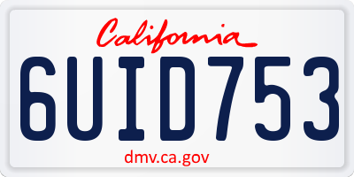 CA license plate 6UID753