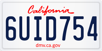CA license plate 6UID754