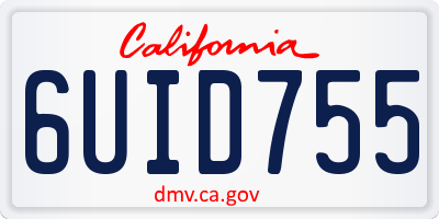 CA license plate 6UID755
