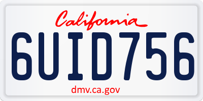 CA license plate 6UID756