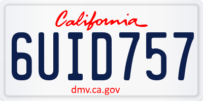 CA license plate 6UID757