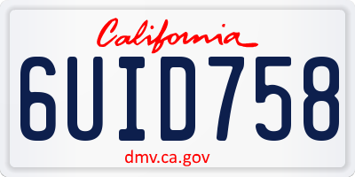 CA license plate 6UID758