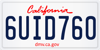 CA license plate 6UID760