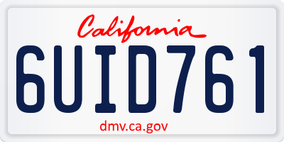 CA license plate 6UID761