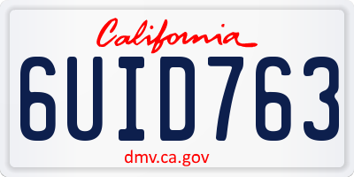 CA license plate 6UID763