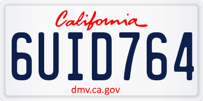 CA license plate 6UID764