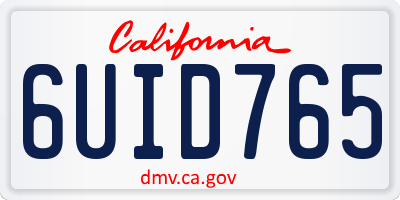 CA license plate 6UID765